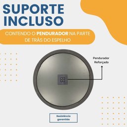 Espelho Tradicional Redondo de Parede 50cm com Acabamento em Material Ecológico para Sala, Quarto - 8