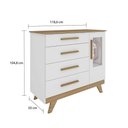 Ver imagem 5 de Quarto Infantil Retrô Berço Cama, Cômoda 4 Gavetas e Roupeiro 4 Portas com Janela Branco/carvalho