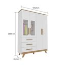 Ver imagem 4 de Quarto Infantil Retrô Berço Cama, Cômoda 4 Gavetas e Roupeiro 4 Portas com Janela Branco/carvalho