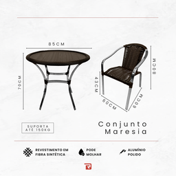 Kit 2 Espreguiçadeiras Sauípe + Conj. Maresia + Ilha Bella - Alumínio Piscina Sol Jardim - Tabaco - 8