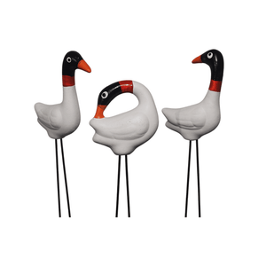 Trio de Tuiuiu em Cerâmica Pequeno Decoração Vaso e Jardim