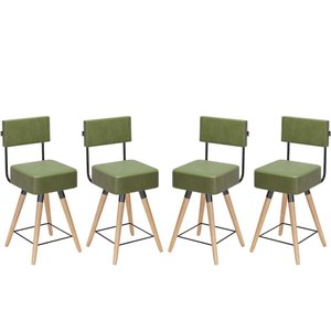 Kit 4 Cadeiras Banqueta Barcelona Couro Verde Gourmet Cozinha Pés Madeira Mz Decor
