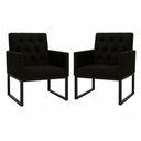 Ver imagem 2 de Kit 2 Poltronas para Recepção Thais com Base de Ferro Preto Resistente Preto