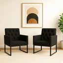 Ver imagem 1 de Kit 2 Poltronas para Recepção Thais com Base de Ferro Preto Resistente Preto