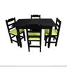 Jogo de Mesa de Madeira Fixo Paulista 120x70 Preto com 4 Cadeiras Estofado Verde - 1