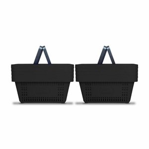 Kit - 10 Cestos Compras Plástica D100 Cód. 3000 Preto - Della Plast