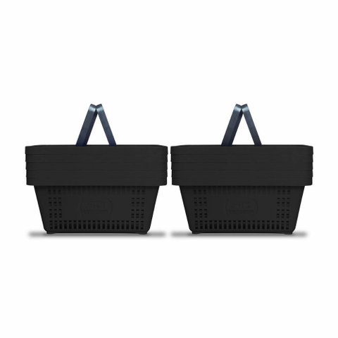 Kit - 10 Cestos Compras Plástica D100 Cód. 3000 Preto - Della Plast