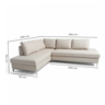 Sofá de Canto 5 Lugares com Chaise Lado Esquerdo em Veludo Bege Claro 293x200cm - 3
