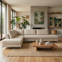 Ver imagem 1 de Sofá de Canto 5 Lugares com Chaise Lado Esquerdo em Veludo 293x200cm Bege Claro