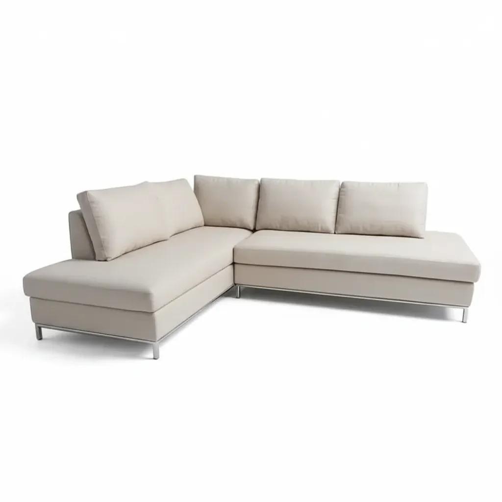 Ver imagem 2 de Sofá de Canto 5 Lugares com Chaise Lado Esquerdo em Veludo Bege Claro 293x200cm