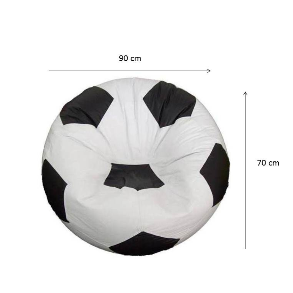 Puff Bola Futebol com Enchimento Decoração Quarto Sala Jogos - Branco - 3