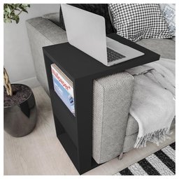 Mesa Apoio Lateral Sofá Ou Cama Book Preto Caemmun - 5