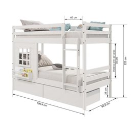 Beliche Infantil com Janela e Gavetas Madeira Maciça Branco Housin - 4