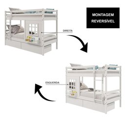 Beliche Infantil com Janela e Gavetas Madeira Maciça Branco Housin - 5