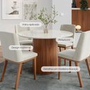 Ver imagem 2 de Mesa de Jantar Redonda C/ Vidro para 4 Lugares Kalina 115 Cm - Off White Fosco C/ Canella
