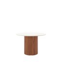 Ver imagem 1 de Mesa de Jantar Redonda C/ Vidro para 4 Lugares Kalina 115 Cm - Off White Fosco C/ Canella