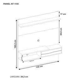 Painel Home Suspenso Para TV Até 55 Polegadas 1 Porta Sala de Estar Marrom Madeira e Preto - 3