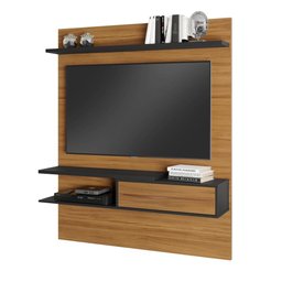 Painel Home Suspenso Para TV Até 55 Polegadas 1 Porta Sala de Estar Marrom Madeira e Preto - 2
