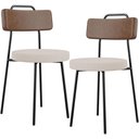 Ver imagem 1 de Kit 02 Cadeiras Decorativas Estofada Sala Jantar Barcelona L02 Couríssimo Marrom Linho Bege - Lyam