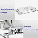 Ver imagem 4 de Rechaud Retangular Inox 3 Cubas de 1/3 Banho Maria Tampa Removível Frg0478