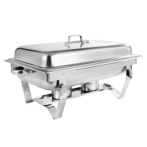 Rechaud Retangular Inox 3 Cubas de 1/3 Banho Maria Tampa Removível Frg0478