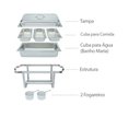 Ver imagem 5 de Rechaud Retangular Inox 3 Cubas de 1/3 Banho Maria Tampa Removível Frg0478