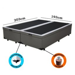 Cama Box Baú King Bipartido Sintético Cinza Com Pistão A Gás - 2