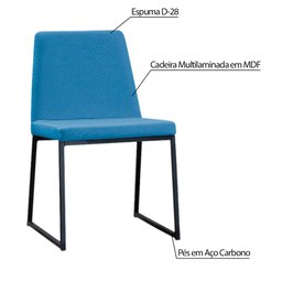 Kit 2 Cadeiras de Jantar Decorativa Base Aço Preto Javé Linho Azul Jeans - Gran Belo - 3