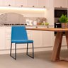 Kit 2 Cadeiras de Jantar Decorativa Base Aço Preto Javé Linho Azul Jeans - Gran Belo - 6