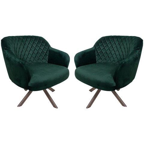 Kit 02 Poltronas Jade Tressê Giratória Eiffel Champagne Veludo Verde - Nexta Casa