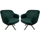 Ver imagem 1 de Kit 02 Poltronas Jade Tressê Giratória Eiffel Champagne Veludo Verde - Nexta Casa