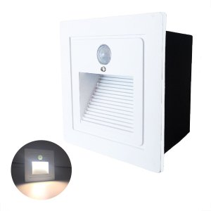 10 Balizador Led Parede Sensor Presença Embutir Branco Lup73