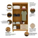 Ver imagem 4 de Guarda Roupa Solteiro Quarto 100cm 4 Portas 2 Gaveta Compacto Carvalho Off White