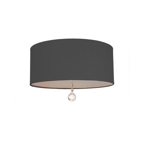 Luminária Plafon com Cristal Cúpula Preto 30x15 2E27 Bivolts