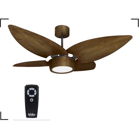 Ventilador de Teto Led 4000k Jeri Preto com 4 Pás Imbuia 220v Controle Remoto Ventex
