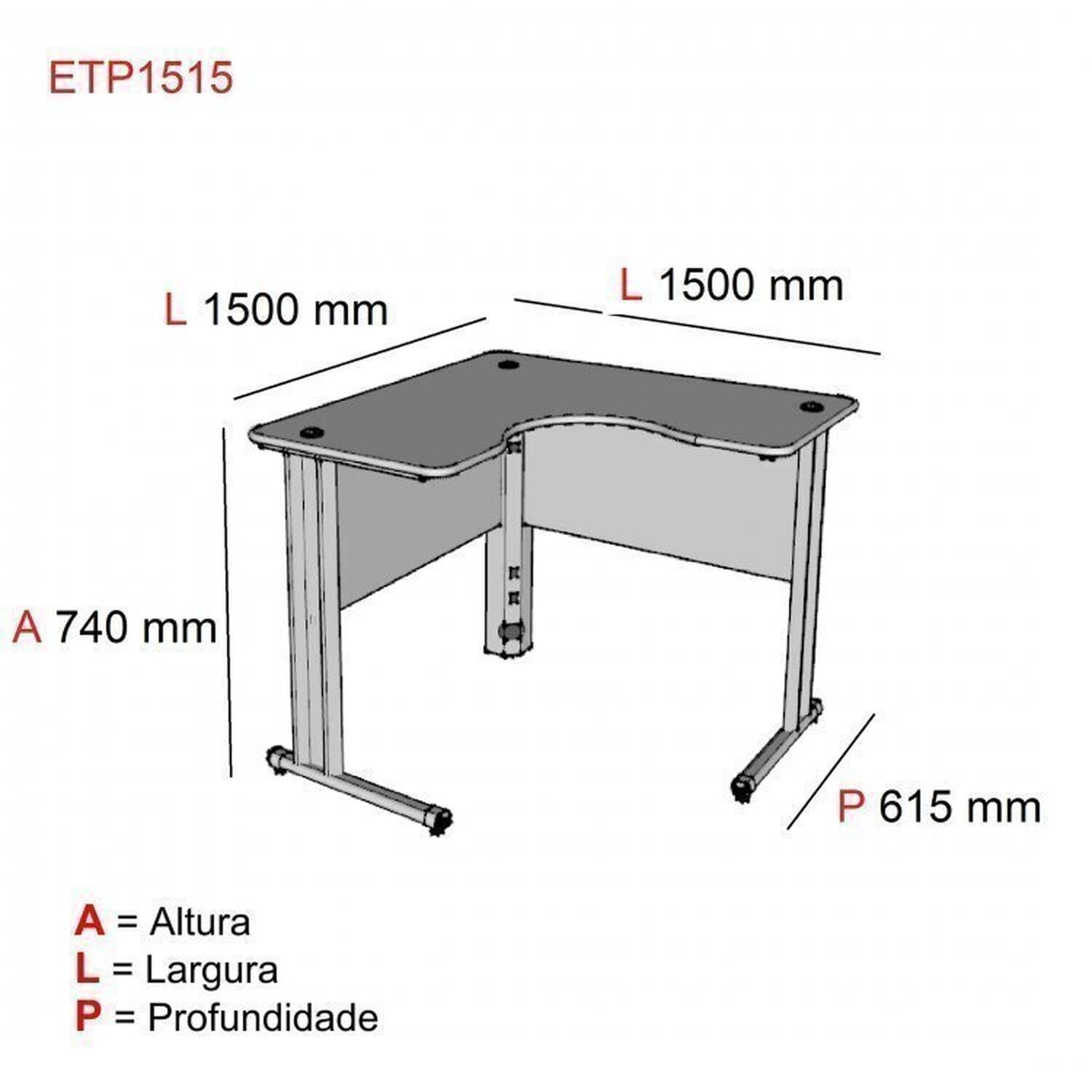 Conjunto Estação de Trabalho 150x150cm 4 Lugares - 3