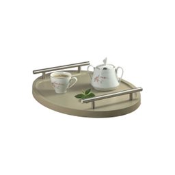Bandeja para Cantinho do Café para Servir Bebidas Chá 40x30:champanhe/aço Escovado - 3