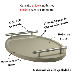 Bandeja para Cantinho do Café para Servir Bebidas Chá 40x30:champanhe/aço Escovado - 5