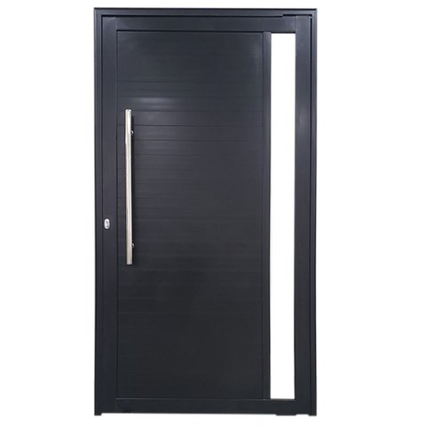 Porta Pivotante de Alumínio Preto com Puxador e Vidro Linha 30 - Roma: Direita / 210 x 100