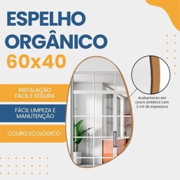 Espelho Decorativo Orgânico 60x80cm para Lavabo, Estúdio, Clínica, Salão, Barbearia, Cabeleireiro - 2