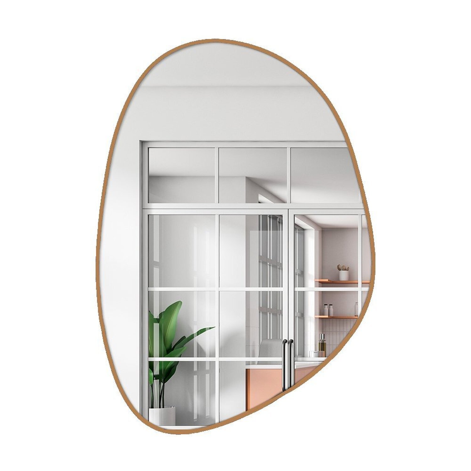 Espelho Decorativo Orgânico 60x80cm para Lavabo, Estúdio, Clínica, Salão, Barbearia, Cabeleireiro