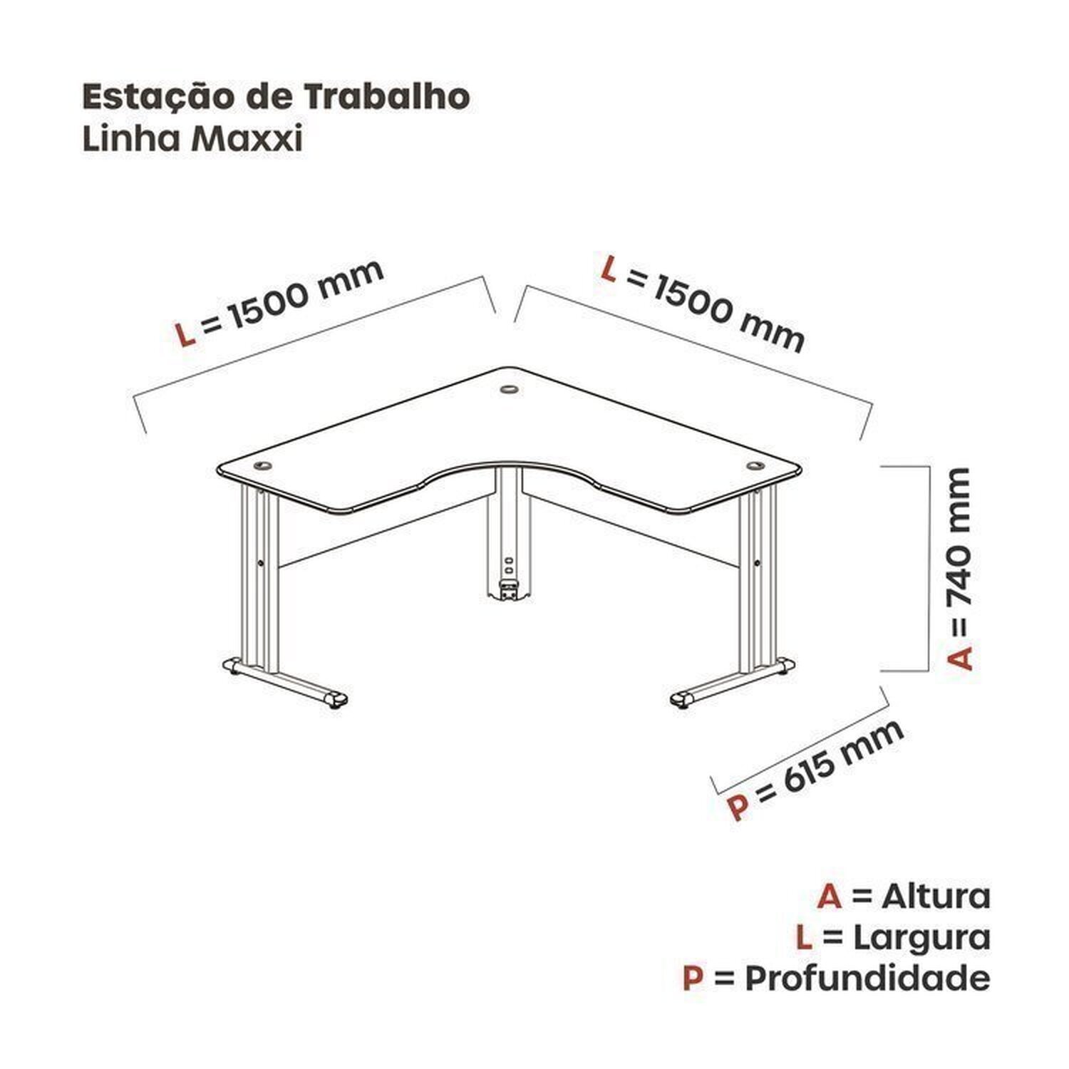 Conjunto Estação de Trabalho 150x150cm 4 Lugares - 4