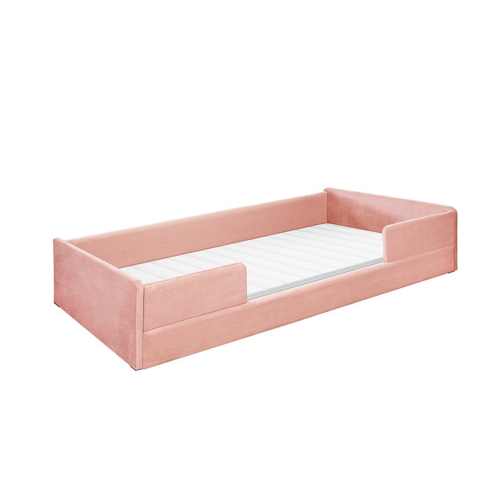 Cama Infantil Montessoriana Luana em Madeira com Revestimento em Tecido Rosa - 2