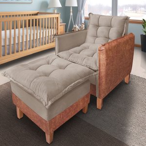 Poltrona de Amamentação Reclinável Sofá Cama com Puff Capuccino/marrom Bz Home Decor