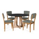 Ver imagem 1 de Mesa de Jantar Redonda Montreal Pret/jade com 4 Cadeiras Estofadas Ella Cinza