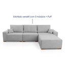 Ver imagem 4 de Sofá Modular Kavak 3,31m Bouclê Cinza com Chaise - King House