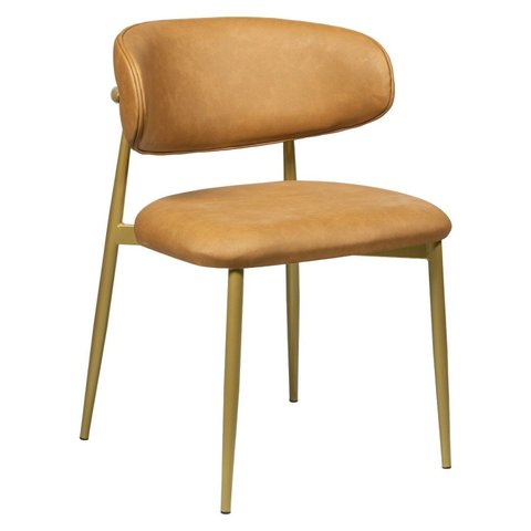 Cadeira Moderna Estofada Confortável Sala Jantar Gourmet Navy Colorido/Dourada/Couro Ecológico Durango Kaki