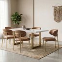 Ver imagem 2 de Cadeira Moderna Estofada Confortável Sala Jantar Gourmet Navy Colorido/Dourada/Couro Ecológico Durango Kaki
