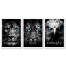 Quadro Decorativo Disciplina Foco Execução 3 telas 60x90 Leão Tigre Águia para Sala, Escritório, Hall Com Vidro - 2
