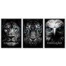 Quadro Decorativo Disciplina Foco Execução 3 telas 60x90 Leão Tigre Águia para Sala, Escritório, Hall Com Vidro - 2